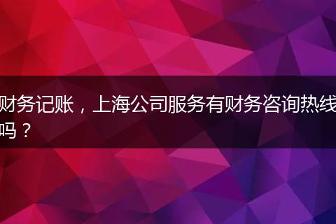 财务记账，上海公司服务有财务咨询热线吗？