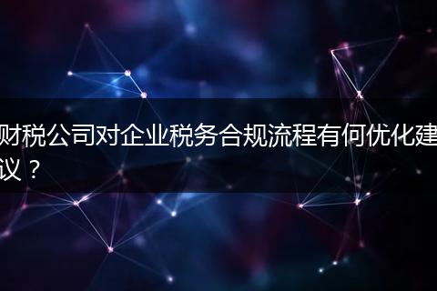 财税公司对企业税务合规流程有何优化建议？