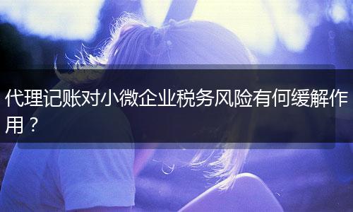 代理记账对小微企业税务风险有何缓解作用？