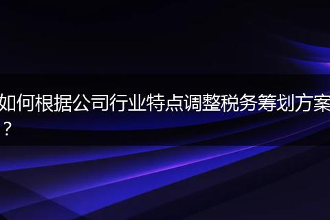 如何根据公司行业特点调整税务筹划方案？