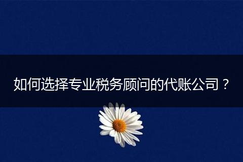 如何选择专业税务顾问的代账公司？