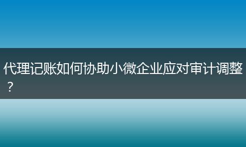 代理记账如何协助小微企业应对审计调整？