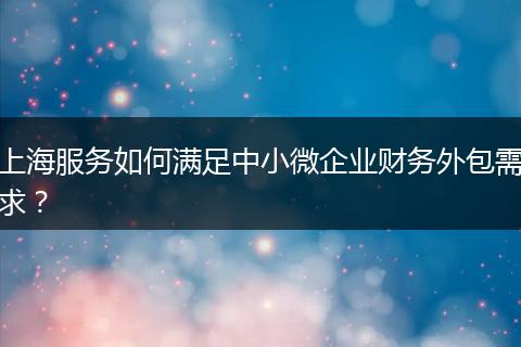 上海服务如何满足中小微企业财务外包需求？