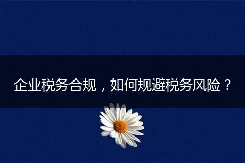 企业税务合规，如何规避税务风险？