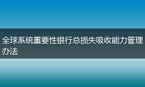 全球系统重要性银行总损失吸收能力管理办法
