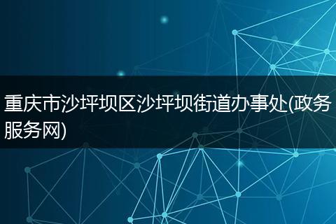 重庆市沙坪坝区沙坪坝街道办事处(政务服务网)