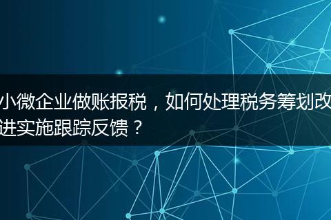 小微企业做账报税，如何处理税务筹划改进实施跟踪反馈？