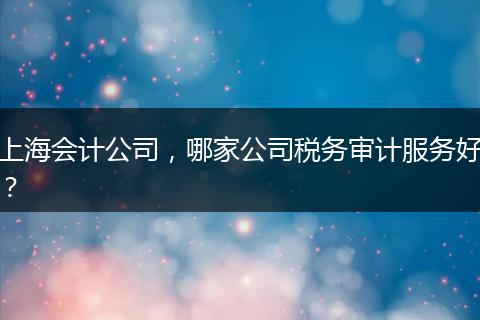 上海会计公司，哪家公司税务审计服务好？
