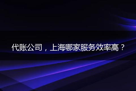 代账公司，上海哪家服务效率高？