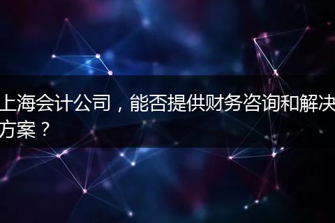 上海会计公司，能否提供财务咨询和解决方案？
