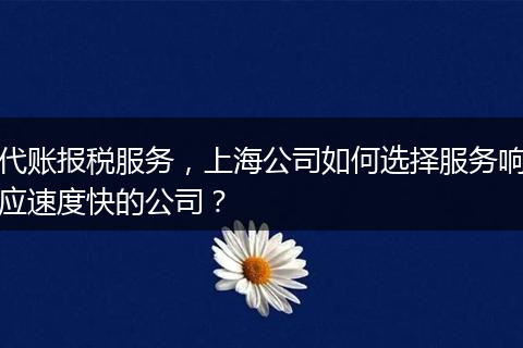 代账报税服务，上海公司如何选择服务响应速度快的公司？