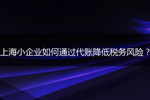 上海小企业如何通过代账降低税务风险？