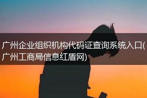 广州企业组织机构代码证查询系统入口(广州工商局信息红盾网)