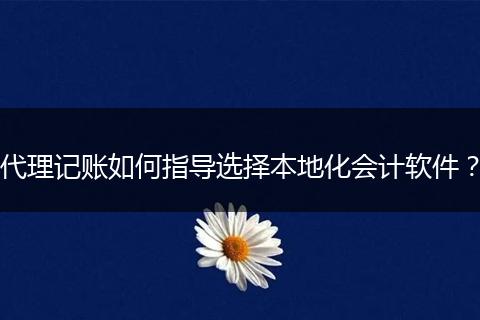代理记账如何指导选择本地化会计软件？