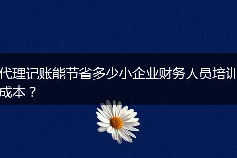 代理记账能节省多少小企业财务人员培训成本？