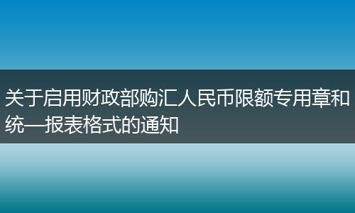 关于启用财政部购汇人民币限额专用章和统—报表格式的通知