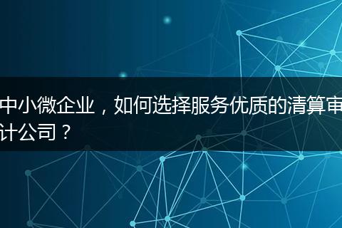 中小微企业，如何选择服务优质的清算审计公司？