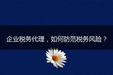 企业税务代理，如何防范税务风险？