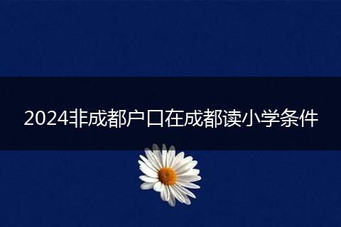 2024非成都户口在成都读小学条件