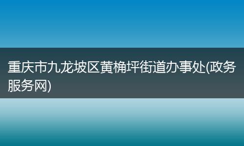 重庆市九龙坡区黄桷坪街道办事处(政务服务网)