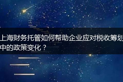 上海财务托管如何帮助企业应对税收筹划中的政策变化？