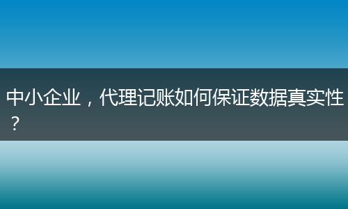 中小企业，代理记账如何保证数据真实性？
