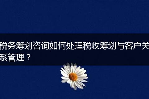 税务筹划咨询如何处理税收筹划与客户关系管理？