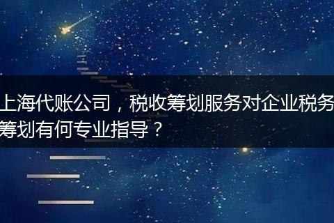 上海代账公司，税收筹划服务对企业税务筹划有何专业指导？