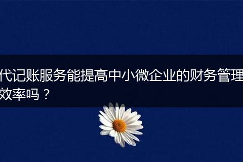 代记账服务能提高中小微企业的财务管理效率吗？