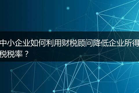 中小企业如何利用财税顾问降低企业所得税税率？