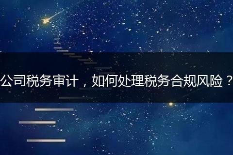 公司税务审计，如何处理税务合规风险？