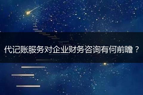 代记账服务对企业财务咨询有何前瞻？