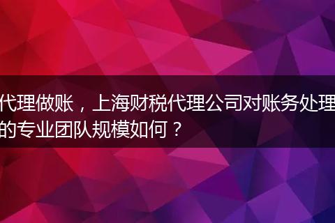代理做账，上海财税代理公司对账务处理的专业团队规模如何？