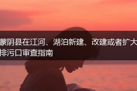 蒙阴县在江河、湖泊新建、改建或者扩大排污口审查指南