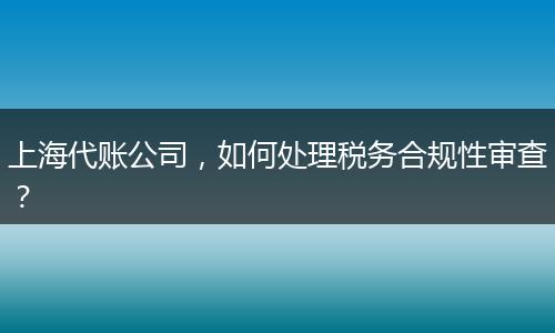 上海代账公司，如何处理税务合规性审查？
