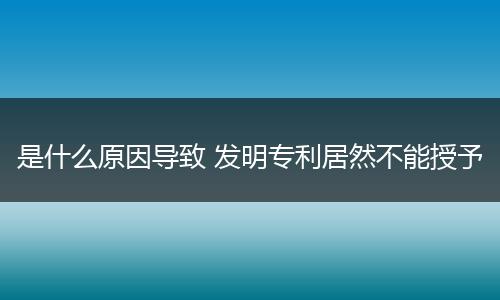 是什么原因导致 发明专利居然不能授予