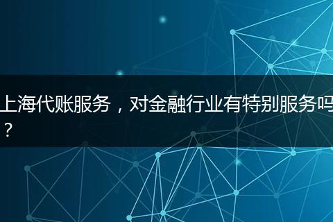 上海代账服务，对金融行业有特别服务吗？
