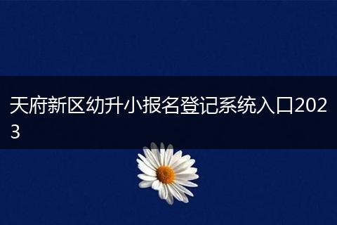 天府新区幼升小报名登记系统入口2023