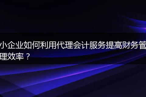 小企业如何利用代理会计服务提高财务管理效率？