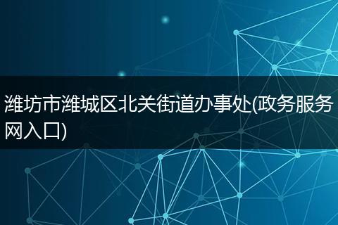 潍坊市潍城区北关街道办事处(政务服务网入口)