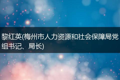 黎红英(梅州市人力资源和社会保障局党组书记、局长)