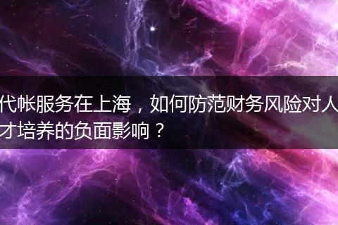 代帐服务在上海，如何防范财务风险对人才培养的负面影响？