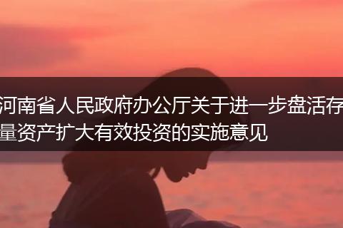 河南省人民政府办公厅关于进一步盘活存量资产扩大有效投资的实施意见