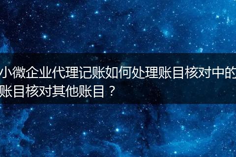 小微企业代理记账如何处理账目核对中的账目核对其他账目？