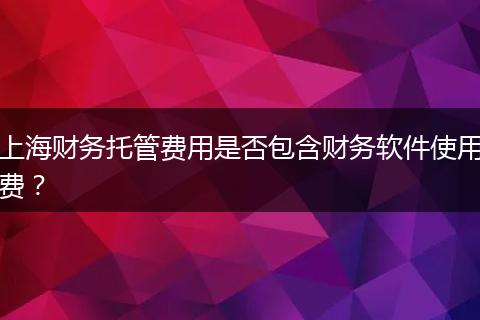 上海财务托管费用是否包含财务软件使用费？