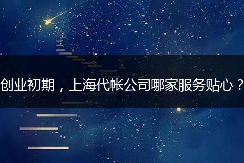 创业初期，上海代帐公司哪家服务贴心？