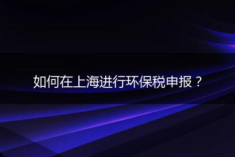 如何在上海进行环保税申报？