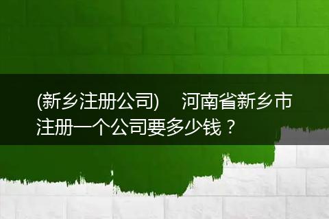 (新乡注册公司)    河南省新乡市注册一个公司要多少钱？