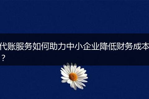 代账服务如何助力中小企业降低财务成本？