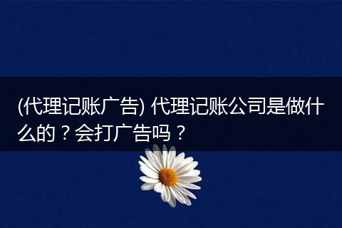 (代理记账广告) 代理记账公司是做什么的?会打广告吗?